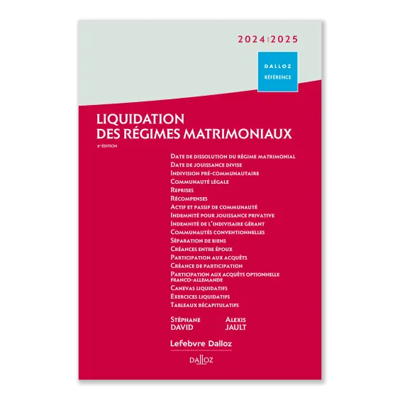 Liquidation des rgimes matrimoniaux | Boutique Lefebvre Dalloz