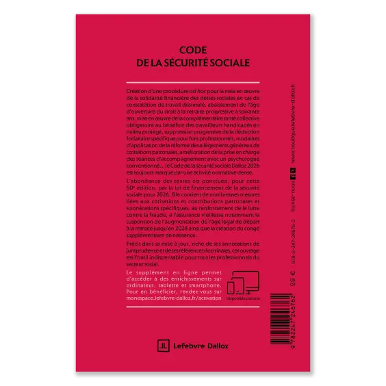 Code de la sécurité sociale , annoté | Boutique Lefebvre Dalloz