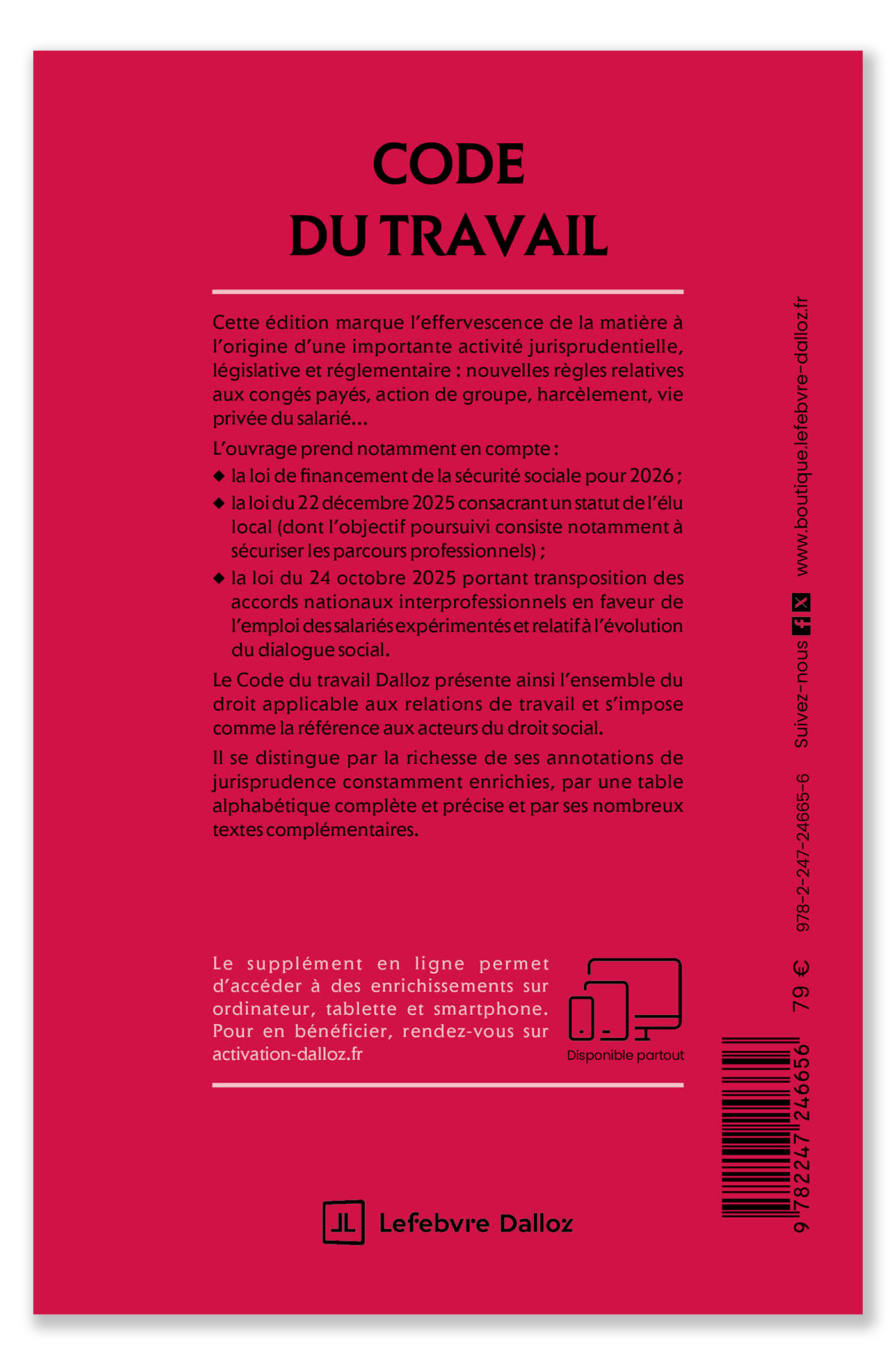 Code de la sécurité sociale , annoté | Boutique Lefebvre Dalloz